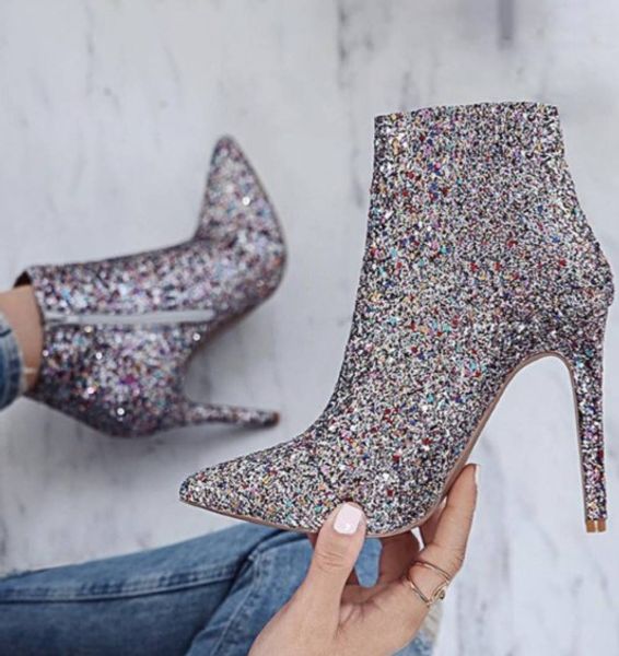 women's boots super flashing europe and the united states explosion models stiletto super high heel pointed boots, Black
women's boots super flashing europe and the united states explosion models stiletto super high heel pointed boots, Black