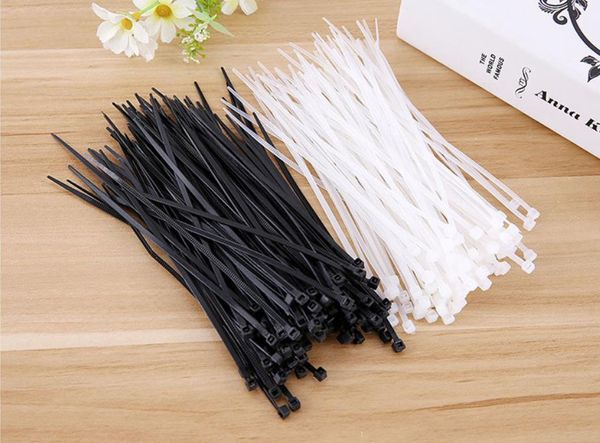 Cable Zip Ties Nylon Self Locking Heavy Duty Wire Ties 100mm 150mm 200mm Sizes 100 Pieces Each Pack Black White Two Colors