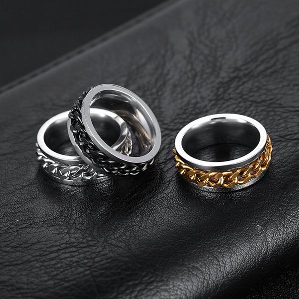 fashion korean jewelry manufacturers wholesale stainless steel rotatable chain men's ring personalized ring exquisite jewelry, Silver
fashion korean jewelry manufacturers wholesale stainless steel rotatable chain men's ring personalized ring exquisite jewelry, Silver