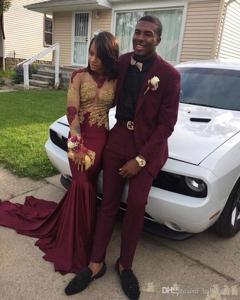 african burgundy mermaid prom dress sheer long sleeve gold appliqued sequined evening gowns plus size elegant evening formal dresses, Black;red
african burgundy mermaid prom dress sheer long sleeve gold appliqued sequined evening gowns plus size elegant evening formal dresses, Black;red