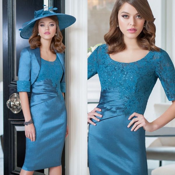 elegant mother of the bride dresses jewel neck lace knee length half long sleeve evening gowns plus size prom dress party wear, Black;red
elegant mother of the bride dresses jewel neck lace knee length half long sleeve evening gowns plus size prom dress party wear, Black;red