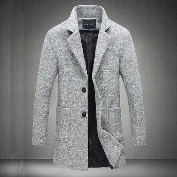 men's wool & blends est long woollen overcoat for men winter fashion trench coat thicken male jacket plus size, Black
men's wool & blends est long woollen overcoat for men winter fashion trench coat thicken male jacket plus size, Black