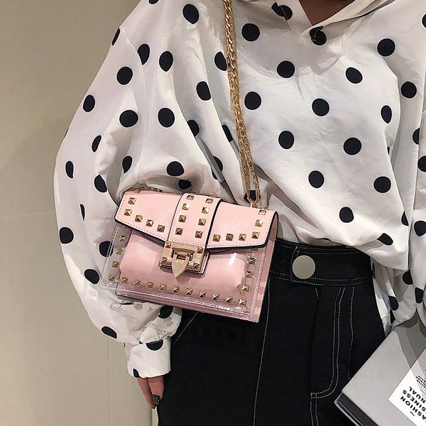 women's shoulder bag summer bag new transparent shoulder fashion rivet chain small square slant span
women's shoulder bag summer bag new transparent shoulder fashion rivet chain small square slant span