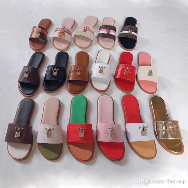 women designer sandal lock it flat mule luxury slippers genuine leather designer slides summer flat flip flops large size us 4-11 with box, Black 
women designer sandal lock it flat mule luxury slippers genuine leather designer slides summer flat flip flops large size us 4-11 with box, Black