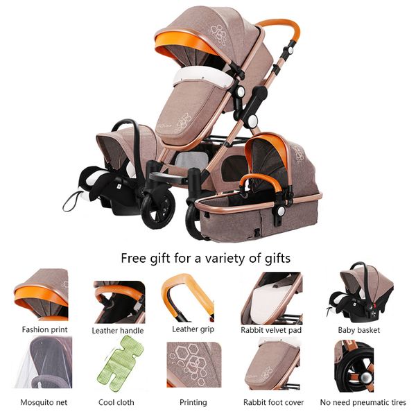 3 in 1 baby stroller high landscape stroller folding carriage baby cart newborn leather
3 in 1 baby stroller high landscape stroller folding carriage baby cart newborn leather