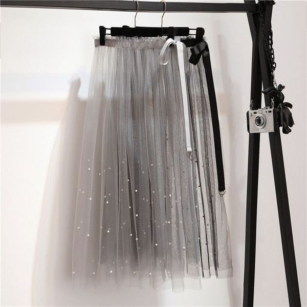 summer fashion tulle skirts women mesh pearl beading long skirts elegant see-through lace up high waist pleated skirts q241, Black;gray
summer fashion tulle skirts women mesh pearl beading long skirts elegant see-through lace up high waist pleated skirts q241, Black;gray