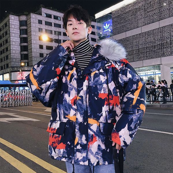 2019 winter camouflage work clothes cotton loose large hip hop casual large wool collar thickening coat, Black
2019 winter camouflage work clothes cotton loose large hip hop casual large wool collar thickening coat, Black