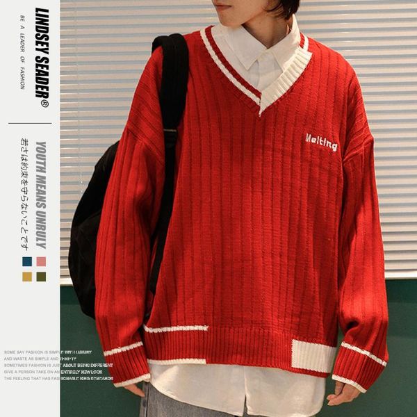men's sweaters lindsey seader sweater men pullover knitwear v-neck collar striped style solid color warm winter inside outwear, White;black
men's sweaters lindsey seader sweater men pullover knitwear v-neck collar striped style solid color warm winter inside outwear, White;black