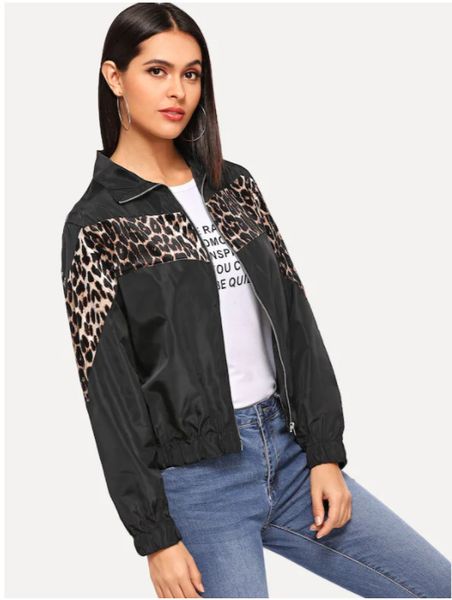 2019 autumn new style leopord pattern joint long sleeve zip-up jacket women's, Black;brown
2019 autumn new style leopord pattern joint long sleeve zip-up jacket women's, Black;brown