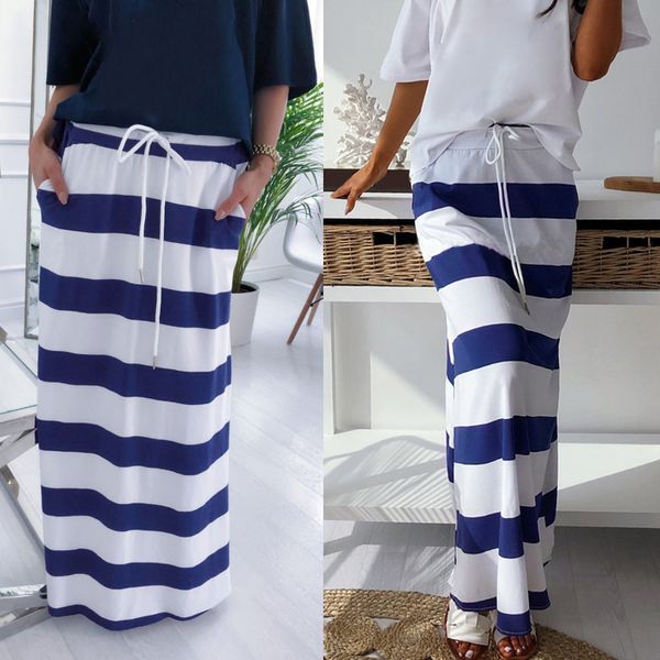 2019 striped print casual long skirts jupe longue women's retro summer striped high waist a-shaped skirt half-length skirt #5, Black
2019 striped print casual long skirts jupe longue women's retro summer striped high waist a-shaped skirt half-length skirt #5, Black
