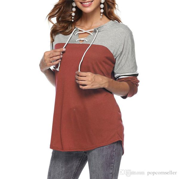 fashion designer women autumn t shirts long sleeve contrast color v neck t shirt loose female clothing, White
fashion designer women autumn t shirts long sleeve contrast color v neck t shirt loose female clothing, White