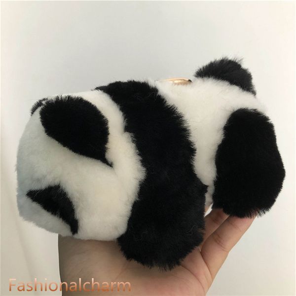 real genuine sheep fur panda bear bag charm keychain pendant keyring kids toy, Silver 
real genuine sheep fur panda bear bag charm keychain pendant keyring kids toy, Silver