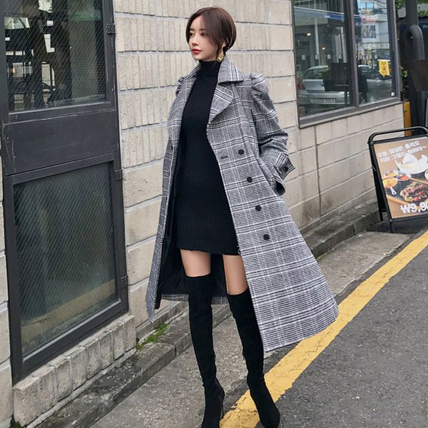 new office wear vintage plaid women long overcoats winter warm belted ladies woolen coats female double-breasted coats 2019, Black
new office wear vintage plaid women long overcoats winter warm belted ladies woolen coats female double-breasted coats 2019, Black