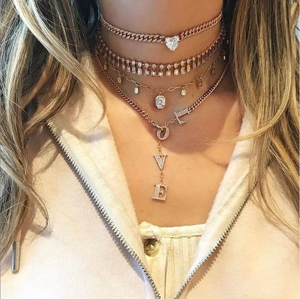 2019 new arrived women necklace valentines gift love heart cubic zirconia wide miami chain choker luxury multi lalyer necklaces, Silver 
2019 new arrived women necklace valentines gift love heart cubic zirconia wide miami chain choker luxury multi lalyer necklaces, Silver