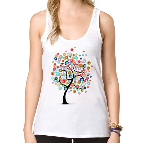 dreams' tree design women summer tank colorful leaf printed o-neck fashion vest lady camisole, White
dreams' tree design women summer tank colorful leaf printed o-neck fashion vest lady camisole, White