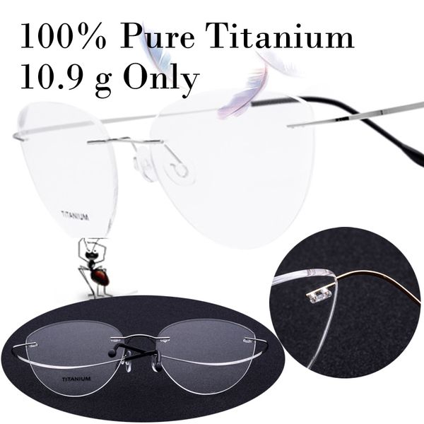 10,9 г только 100% pure titanium cat eye rimless предписание очки кадр женщины очки близорукость optical óculos de grau gafas, Black
10,9 г только 100% pure titanium cat eye rimless предписание очки кадр женщины очки близорукость optical óculos de grau gafas, Black