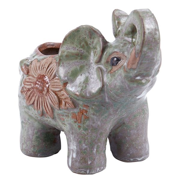 xd-ceramic mini elephant cacti succulent plant pot flower planter garden home decor