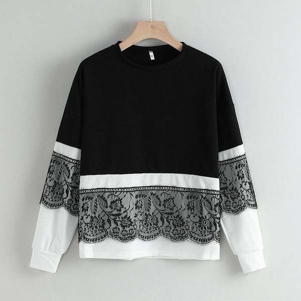 sweatshirts female autumn winter womens long sleeve colorblock lace sweatshirt casual sport pullove moletom feminino, Black
sweatshirts female autumn winter womens long sleeve colorblock lace sweatshirt casual sport pullove moletom feminino, Black
