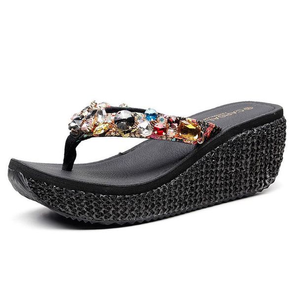 wear high heels and all kinds of thick beach shoes sparkling herringbone slippers womens summer sandals, Black
wear high heels and all kinds of thick beach shoes sparkling herringbone slippers womens summer sandals, Black