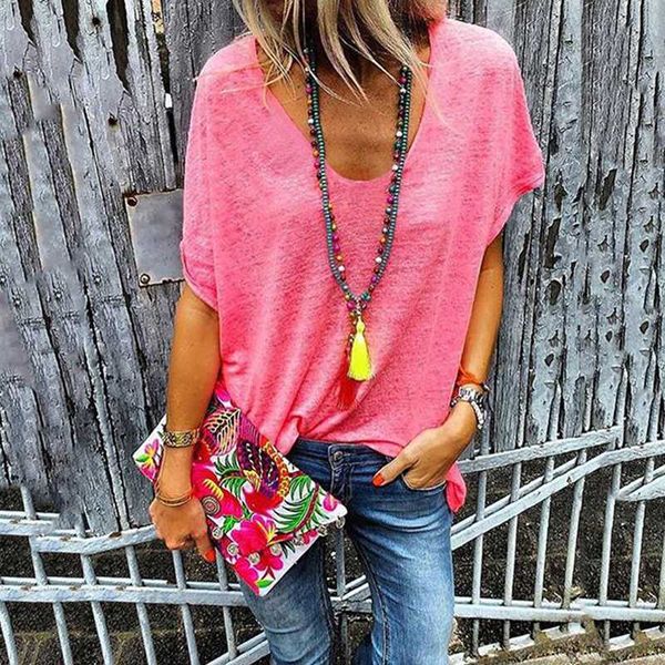 2020 fashion new summer candy color v neck short sleeve t shirt women solid batwing sleeve bottoming shirt plus size, White
2020 fashion new summer candy color v neck short sleeve t shirt women solid batwing sleeve bottoming shirt plus size, White
