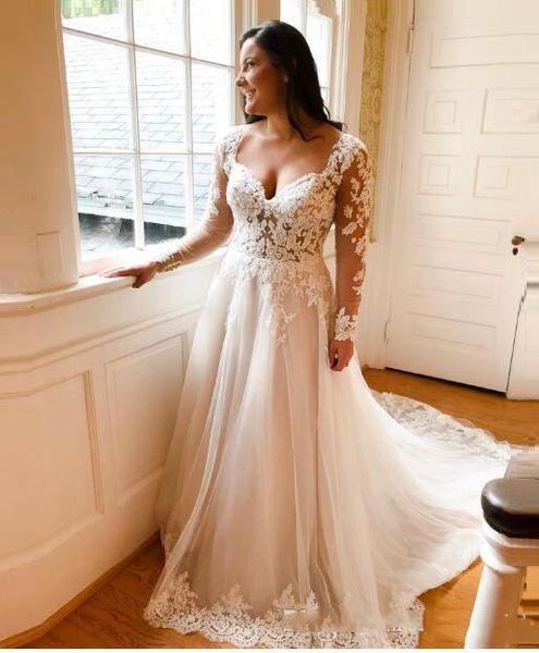 2020 arabic vintage wedding dresses lace appliques a line bridal dresses open back long sleeves customize wedding gowns, White
2020 arabic vintage wedding dresses lace appliques a line bridal dresses open back long sleeves customize wedding gowns, White