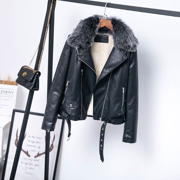 removable fur collar warm ladies leather coat 2019 winter lamb fur pu leather jacket belt motorcycle suit jacket, Black;brown
removable fur collar warm ladies leather coat 2019 winter lamb fur pu leather jacket belt motorcycle suit jacket, Black;brown