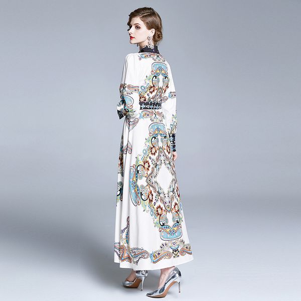 vintage runway atumn vintage print dresses lantern sleeve single-breasted ankle-length dress sashes slim high-grade, White
vintage runway atumn vintage print dresses lantern sleeve single-breasted ankle-length dress sashes slim high-grade, White