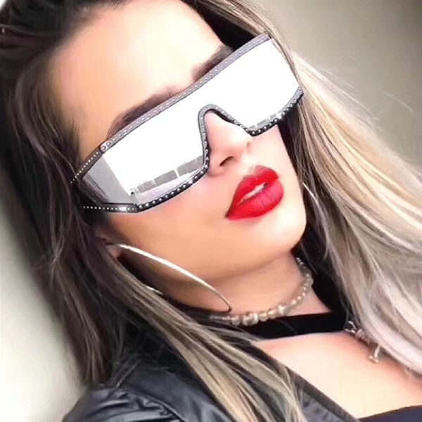 big frame mirror rivet square sunglasses men's women brand design cool fashion sun glasses uv400, White;black
big frame mirror rivet square sunglasses men's women brand design cool fashion sun glasses uv400, White;black