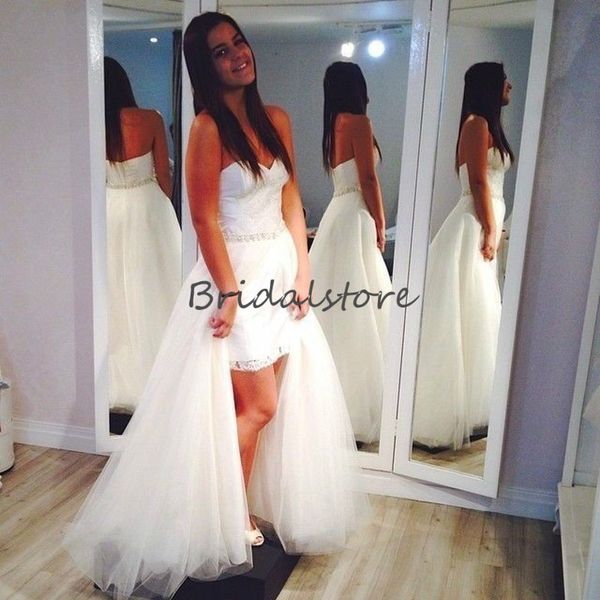 classy hi low beach wedding dresses with overskirts sweetheart beaded sash country bridal gown for petite bride bohemian wedding dress, White
classy hi low beach wedding dresses with overskirts sweetheart beaded sash country bridal gown for petite bride bohemian wedding dress, White