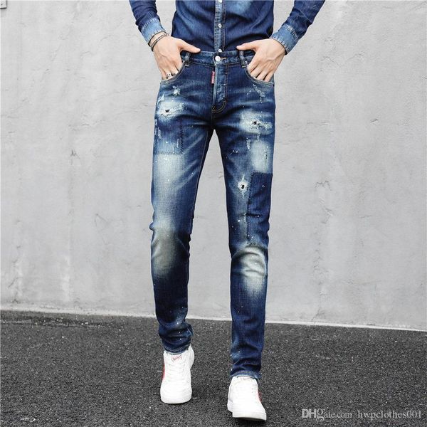 mens jeans fashion men's streetwear style jeans ripped denim pants casual classic straight denim brand mens slim jeans, Blue
mens jeans fashion men's streetwear style jeans ripped denim pants casual classic straight denim brand mens slim jeans, Blue