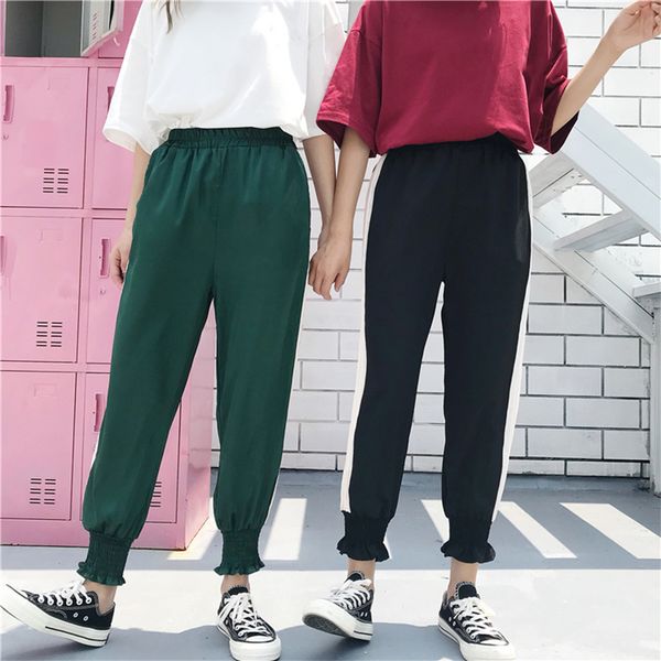 high waist side striped women's harem pants ruffle black joggers sweatpant female autumn winter fashion trousers for women, Black;white
high waist side striped women's harem pants ruffle black joggers sweatpant female autumn winter fashion trousers for women, Black;white