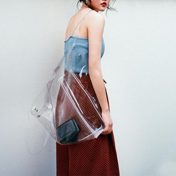 women pvc transparent square totes handbags fashion clear female casual shopping shoulder bag handle bag large capacity
women pvc transparent square totes handbags fashion clear female casual shopping shoulder bag handle bag large capacity