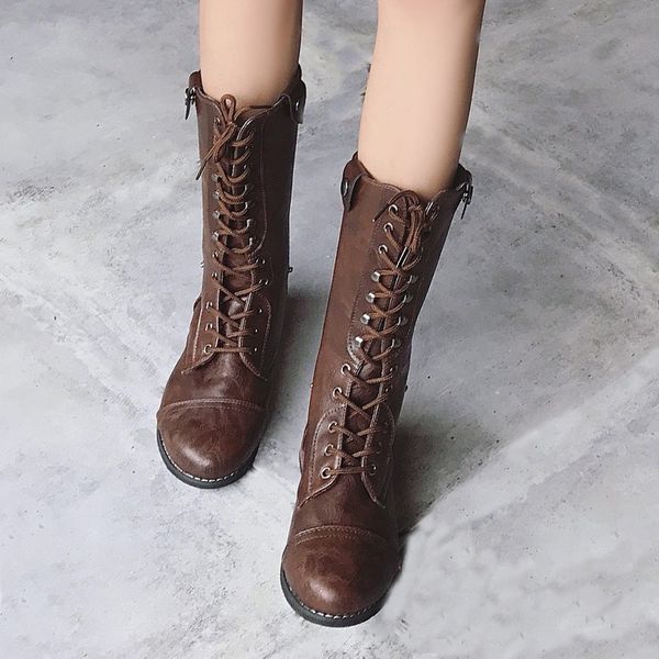 fashion women mid-calf boots lace-up round toe sewing decor ladies shoes hand-made winter warm ladies martin boots, Black
fashion women mid-calf boots lace-up round toe sewing decor ladies shoes hand-made winter warm ladies martin boots, Black