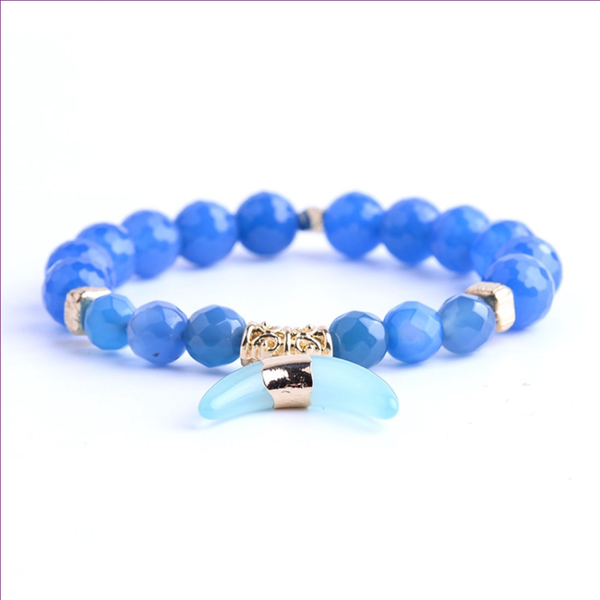 ethnic style light yellow gold colors horn connect blue crystal beads elastic bracelet fashion jewelry, Black
ethnic style light yellow gold colors horn connect blue crystal beads elastic bracelet fashion jewelry, Black