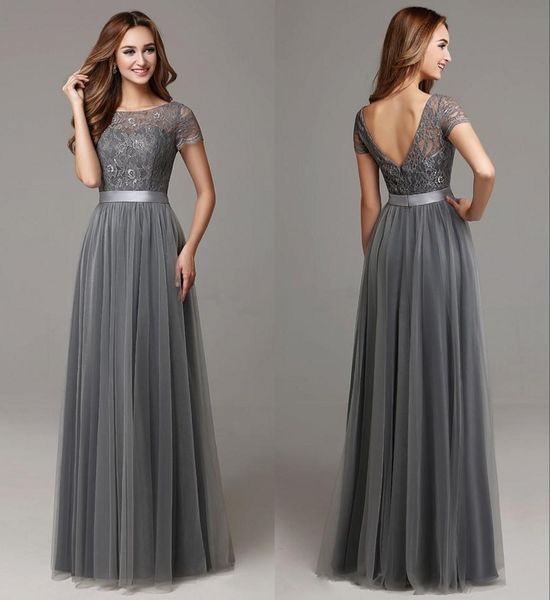 grey lace tulle floor length women bridesmaid dresses short sleeves sheer neckline formal wedding long party dresses, White;pink
grey lace tulle floor length women bridesmaid dresses short sleeves sheer neckline formal wedding long party dresses, White;pink