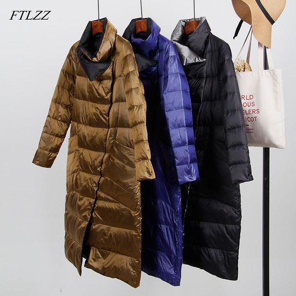 ftlzz white duck down ultra light jacket women winter long coat double sided slim down coat single breasted parkas, Black
ftlzz white duck down ultra light jacket women winter long coat double sided slim down coat single breasted parkas, Black