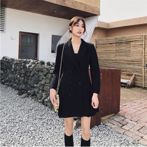 hzirip black pleated loose women office ladies solid double breasted autumn slender chic notched gentle new plus long blazers, White;black
hzirip black pleated loose women office ladies solid double breasted autumn slender chic notched gentle new plus long blazers, White;black