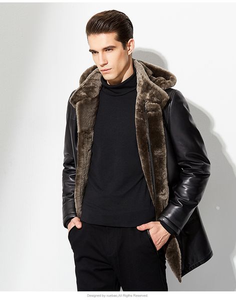 2019 new men's long jacket wool skin winter hooded warm fashion men's long fur coat wool liner real sheepskin warm jacket, Black
2019 new men's long jacket wool skin winter hooded warm fashion men's long fur coat wool liner real sheepskin warm jacket, Black