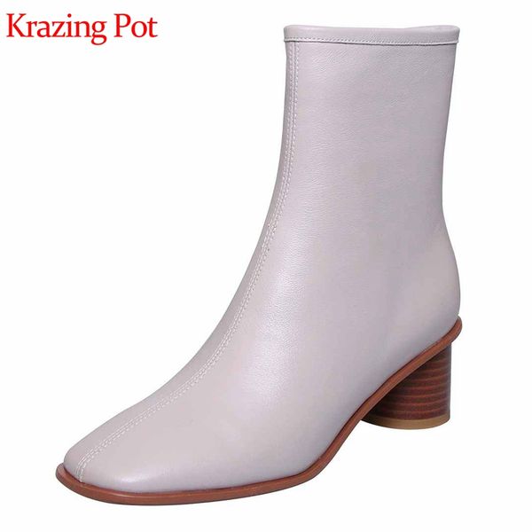 krazing pot new genuine leather round toe solid square med heel hollywood movie star leisure easy to walk beauty ankle boots l17, Black
krazing pot new genuine leather round toe solid square med heel hollywood movie star leisure easy to walk beauty ankle boots l17, Black