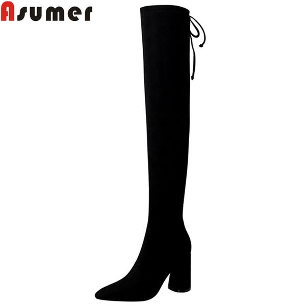 asumer 2020 new over the knee boots women pointed toe slip on autumn winter boots square heels ladies prom long, Black
asumer 2020 new over the knee boots women pointed toe slip on autumn winter boots square heels ladies prom long, Black