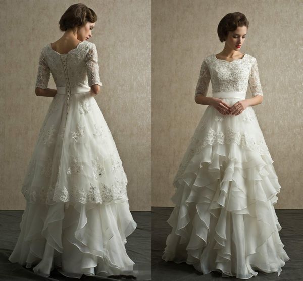 2019 Vintage Country Wedding Dresses Half Sleeves Organza Appliques Floor Length Lace Bridal Dresses Bandage Wedding Gowns Bridal Dress
2019 Vintage Country Wedding Dresses Half Sleeves Organza Appliques Floor Length Lace Bridal Dresses Bandage Wedding Gowns Bridal Dress