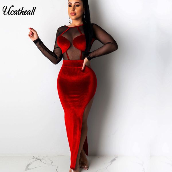 sheer mesh patchwork velvet party club bodycon long dress women elegant backless long sleeve high slit maxi dresses, Black;gray
sheer mesh patchwork velvet party club bodycon long dress women elegant backless long sleeve high slit maxi dresses, Black;gray