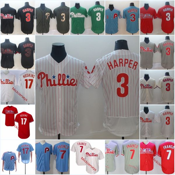 Mens #3 Bryce Harper Philadelphia Jersey Stitched White Red Grey #7 Maikel Franco #17 Rhys Hoskins Jersey S-3XL
Mens #3 Bryce Harper Philadelphia Jersey Stitched White Red Grey #7 Maikel Franco #17 Rhys Hoskins Jersey S-3XL