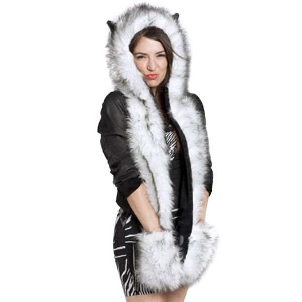 warm animal fur hat and scarf for women winter fluffy plush cap ear hood shawl glove scarves wraps for girls fashion, Blue;gray
warm animal fur hat and scarf for women winter fluffy plush cap ear hood shawl glove scarves wraps for girls fashion, Blue;gray