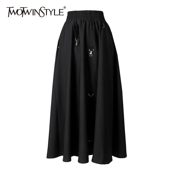 twotwinstyle casual patchwork metal ring women skirts high waist irregular a-line skirt for female fashion clothing 2020 spring, Black
twotwinstyle casual patchwork metal ring women skirts high waist irregular a-line skirt for female fashion clothing 2020 spring, Black