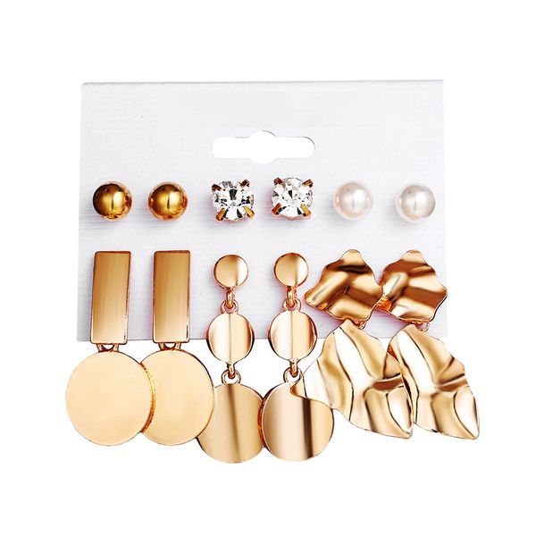creative metallic elementsearrings irregular geometric golden stud earrings 6 pairs, Golden;silver
creative metallic elementsearrings irregular geometric golden stud earrings 6 pairs, Golden;silver