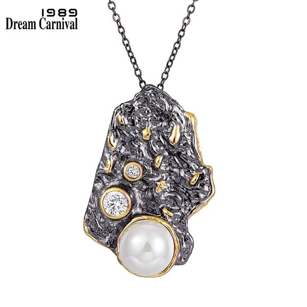 dreamcarnival1989 vintage women zirconia pendant necklace rough design dating jewelry unique character black gold color wp6674, Silver
dreamcarnival1989 vintage women zirconia pendant necklace rough design dating jewelry unique character black gold color wp6674, Silver