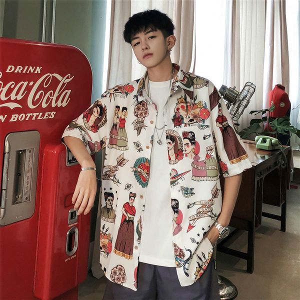 2019 men's summer new print short sleeve hawaiian shirt korean edition loose thin beach casual green ing, White;black
2019 men's summer new print short sleeve hawaiian shirt korean edition loose thin beach casual green ing, White;black