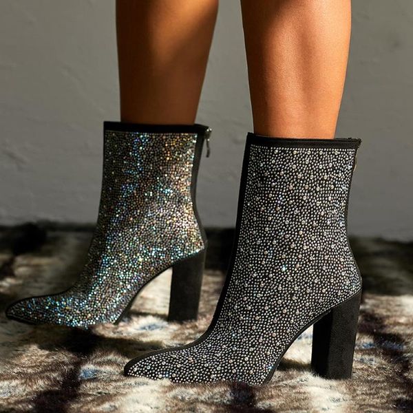 women boots 2020 autumn winter pointed toe casual shoes water drill slim high heel boots elegant zapatos de mujer, Black
women boots 2020 autumn winter pointed toe casual shoes water drill slim high heel boots elegant zapatos de mujer, Black