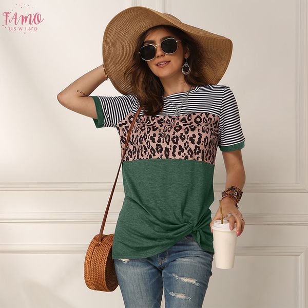 fashion women casual short sleeve summer t shirt leopard stripes stitching t shirt tees femme ladies clothes soft, White
fashion women casual short sleeve summer t shirt leopard stripes stitching t shirt tees femme ladies clothes soft, White